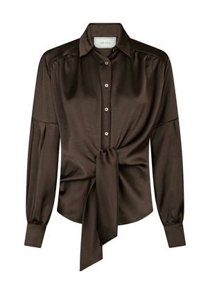 Naja satin skjorte Dark Brown Neo Noir 